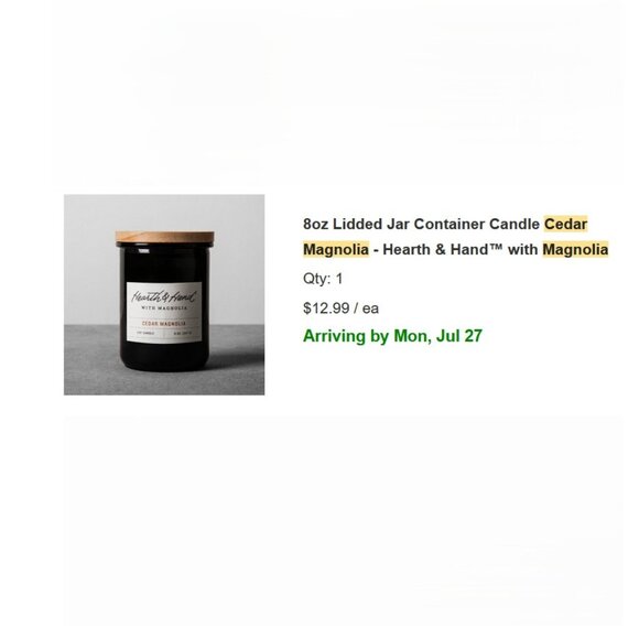 NWT Hearth & Hand with Magnolia Cedar Magnolia Soy Candle - Picture 7 of 7